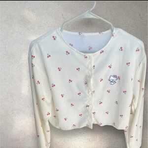Button up‎ Hello kitty with cherries women’s long sleeve top